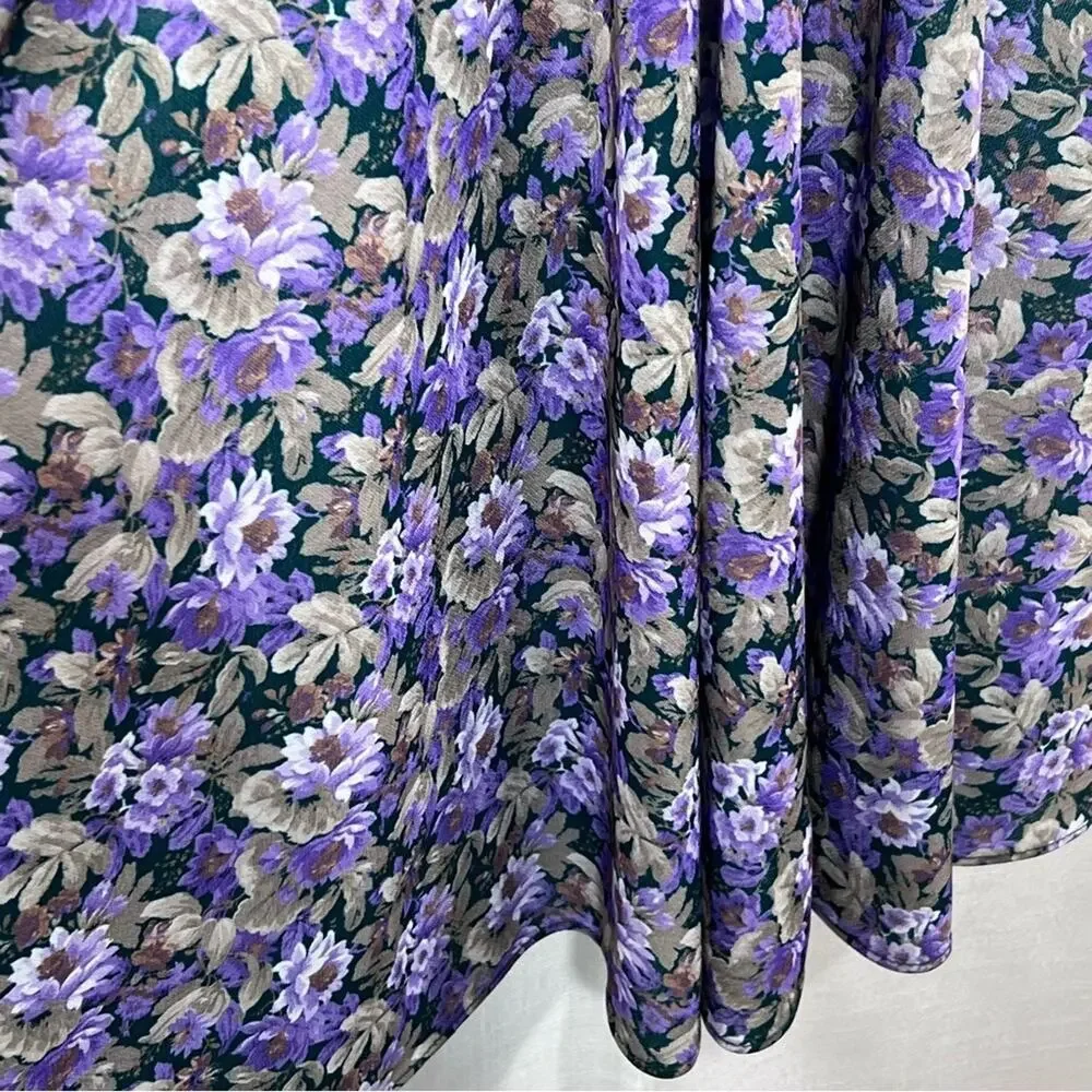 Vintage 70’s California Looks Floral Long Sleeve Button Front Dress Size 12P